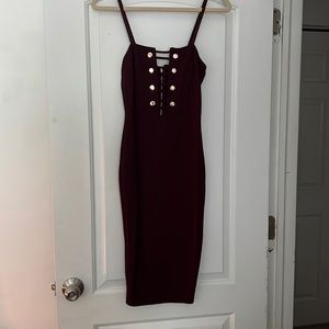 Maroon midi dress